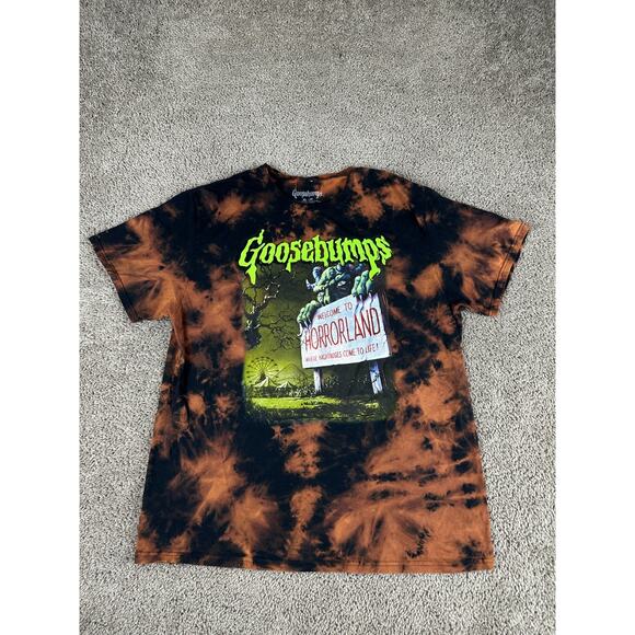 Goosebumps Shirt Mens Extra Large Welcome To Horror Land Black Orange Tie Dye - Picture 1 of 9